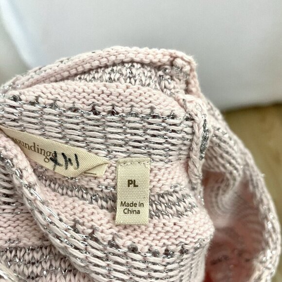 Soft Surroundings Cable Knit Metallic Detail Sweater Baby Pink size Petite Large - Picture 7 of 8